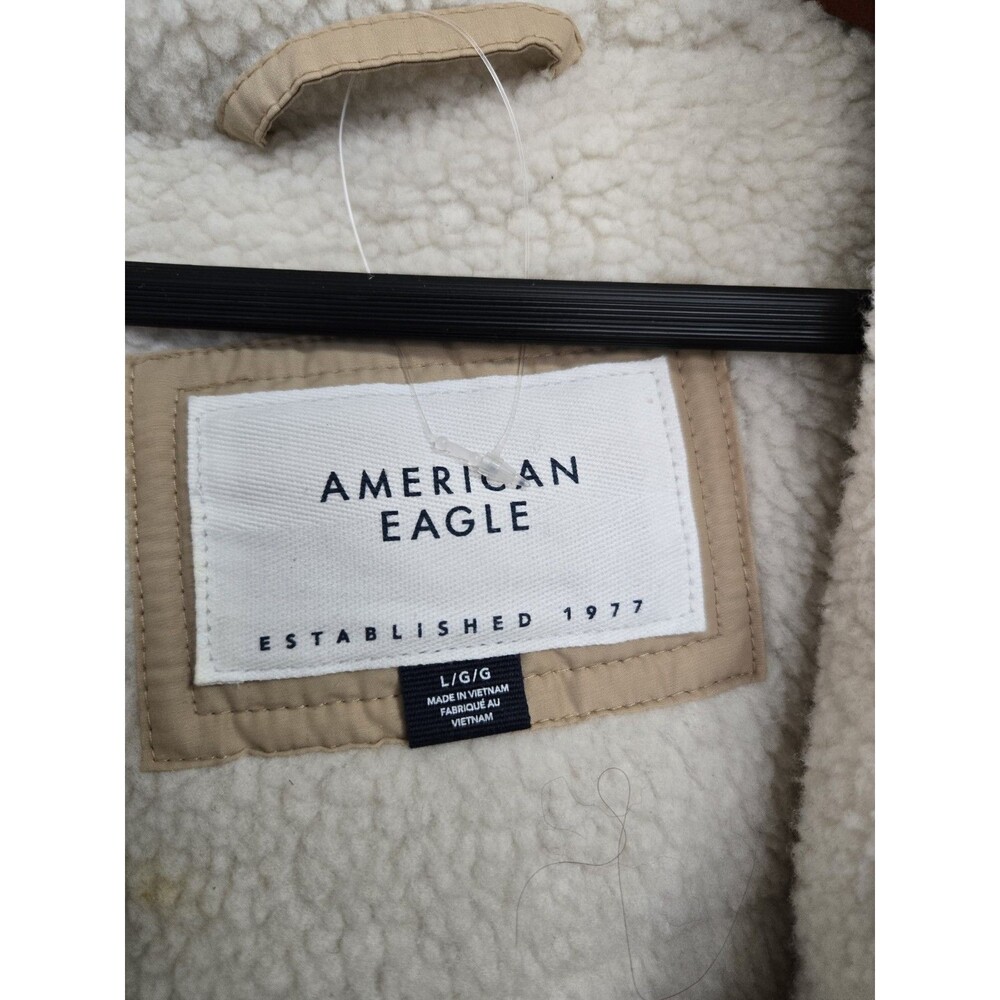 American‎ Eagle Coat Womens L Brown Faux Fur Sherpa Lined Winter Warm Cozy - Picture 4 of 8